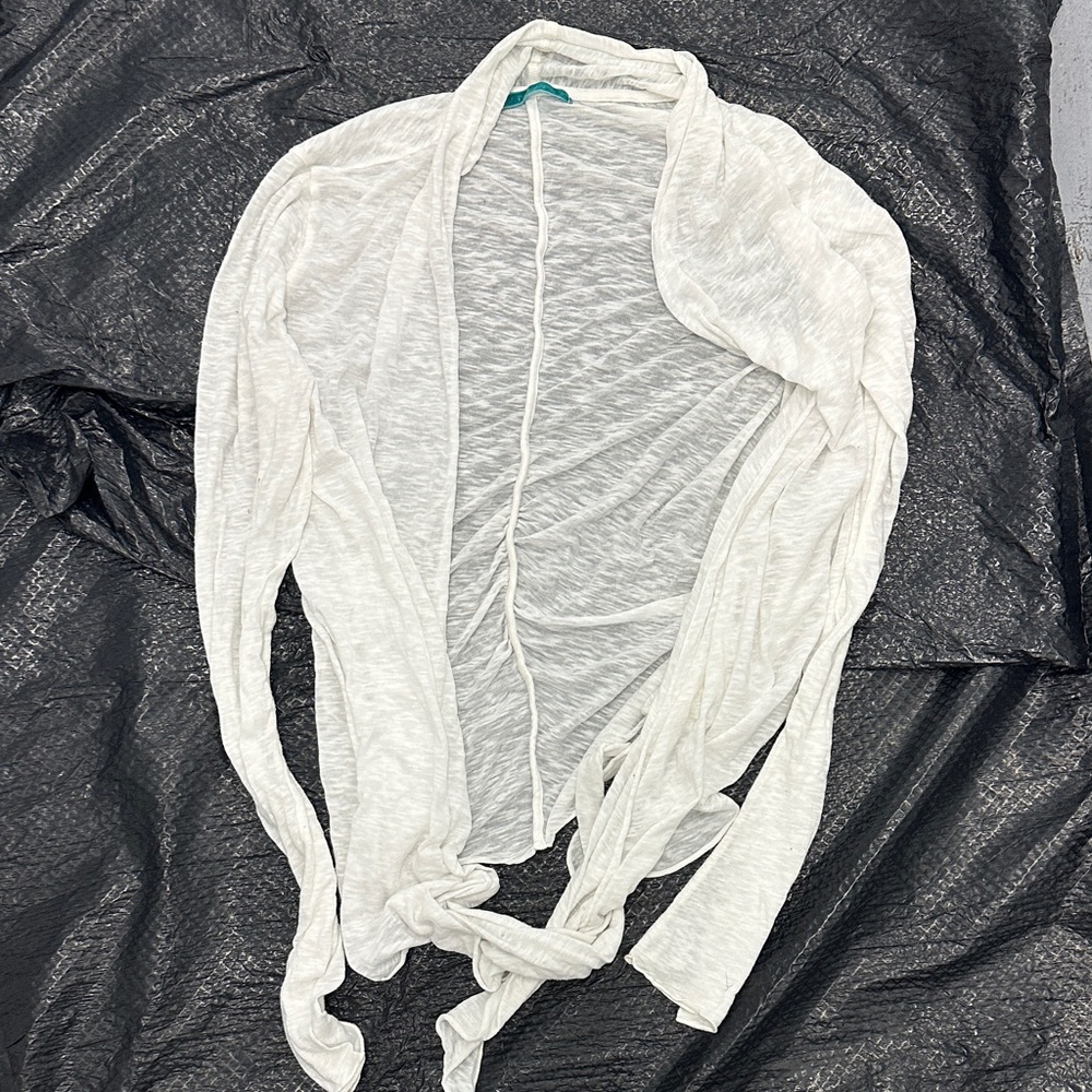 Velvet Cream Open-Front Cardigan